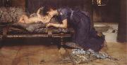 Sir Lawrence Alma-Tadema,OM.RA,RWS An Earthly Paradise oil on canvas